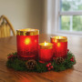 Christabelle Christmas Candle Jar Set of 3 Red and Gold Holiday Candle Holders thumbnail 6