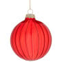 Christabelle Glossy Red Glass Baubles 6Pcs with Textured Stripe Pattern Balls Christmas Tree Decoration Ornament thumbnail 1