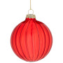 Christabelle Glossy Red Glass Baubles 6Pcs with Textured Stripe Pattern Balls Christmas Tree Decoration Ornament thumbnail 2