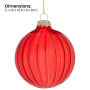Christabelle Glossy Red Glass Baubles 6Pcs with Textured Stripe Pattern Balls Christmas Tree Decoration Ornament thumbnail 3