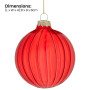 Christabelle Glossy Red Glass Baubles 6Pcs with Textured Stripe Pattern Balls Christmas Tree Decoration Ornament thumbnail 4