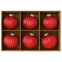 Christabelle Glossy Red Glass Baubles 6Pcs with Textured Stripe Pattern Balls Christmas Tree Decoration Ornament thumbnail 5
