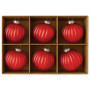 Christabelle Glossy Red Glass Baubles 6Pcs with Textured Stripe Pattern Balls Christmas Tree Decoration Ornament thumbnail 6