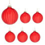 Christabelle Glossy Red Glass Baubles 6Pcs with Textured Stripe Pattern Balls Christmas Tree Decoration Ornament thumbnail 8