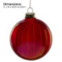 Christabelle 6Pcs Glossy Red Glass Baubles Textured Stripe Finish Balls Christmas Tree Decoration Ornament thumbnail 3