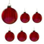 Christabelle 6Pcs Glossy Red Glass Baubles Textured Stripe Finish Balls Christmas Tree Decoration Ornament thumbnail 8