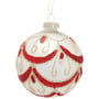 Christabelle 6 White Christmas Glass Baubles with Red and Champagne Glitter Swirls Balls Tree Decoration Ornament thumbnail 2