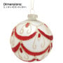 Christabelle 6 White Christmas Glass Baubles with Red and Champagne Glitter Swirls Balls Tree Decoration Ornament thumbnail 3