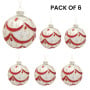 Christabelle 6 White Christmas Glass Baubles with Red and Champagne Glitter Swirls Balls Tree Decoration Ornament thumbnail 4