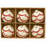 Christabelle 6 White Christmas Glass Baubles with Red and Champagne Glitter Swirls Balls Tree Decoration Ornament thumbnail 5
