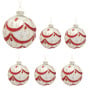 Christabelle 6 White Christmas Glass Baubles with Red and Champagne Glitter Swirls Balls Tree Decoration Ornament thumbnail 8