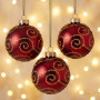 Christabelle 6 Red Glass Christmas Baubles Gold Swirl 8cm Xmas Tree Decorations Hanging Ornaments Gift Boxed Set thumbnail 5