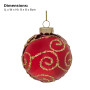 Christabelle 6 Red Glass Christmas Baubles Gold Swirl 8cm Xmas Tree Decorations Hanging Ornaments Gift Boxed Set thumbnail 2