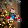 Christabelle 6 Glass Christmas Baubles Motorcycling Santa Novelty 11cm Xmas Tree Decorations Hanging Ornaments thumbnail 4