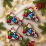Christabelle 6 Glass Christmas Baubles Motorcycling Santa Novelty 11cm Xmas Tree Decorations Hanging Ornaments thumbnail 5