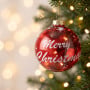 Christabelle 6 Red Glass Christmas Baubles Merry Christmas Design 8cm Xmas Tree Decorations Hanging Ornaments thumbnail 7