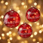 Christabelle 6 Red Glass Christmas Baubles Merry Christmas Design 8cm Xmas Tree Decorations Hanging Ornaments thumbnail 4