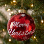 Christabelle 6 Red Glass Christmas Baubles Merry Christmas Design 8cm Xmas Tree Decorations Hanging Ornaments thumbnail 7