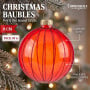 Christabelle 6 Red Glass Christmas Baubles Pink Beaded Stripes 8cm Xmas Tree Decorations Hanging Ornaments thumbnail 7