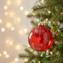 Christabelle 6 Red Glass Christmas Baubles Pink Beaded Stripes 8cm Xmas Tree Decorations Hanging Ornaments thumbnail 4