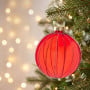 Christabelle 6 Red Glass Christmas Baubles Pink Beaded Stripes 8cm Xmas Tree Decorations Hanging Ornaments thumbnail 5