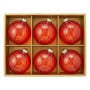 Christabelle 6 Red Glass Christmas Baubles Pink Beaded Stripes 8cm Xmas Tree Decorations Hanging Ornaments thumbnail 3