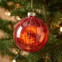 Christabelle 6 Red Glass Christmas Baubles Pink Beaded Stripes 8cm Xmas Tree Decorations Hanging Ornaments thumbnail 6