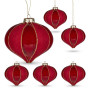Christabelle 6 Red Glass Christmas Baubles Onion Shape 10cm Xmas Tree Decorations Hanging Ornaments Gift Boxed Set thumbnail 1