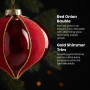 Christabelle 6 Red Glass Christmas Baubles Onion Shape 10cm Xmas Tree Decorations Hanging Ornaments Gift Boxed Set thumbnail 8