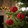 Christabelle 6 Red Glass Christmas Baubles Onion Shape 10cm Xmas Tree Decorations Hanging Ornaments Gift Boxed Set thumbnail 7