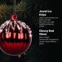 Christabelle 6 Red Glass Christmas Baubles Jewel Ice Drips 8cm Xmas Tree Decorations Hanging Ornaments Gift Boxed Set thumbnail 6
