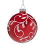 Christabelle Glossy Red Glass Baubles 6Pcs with Swirly Vine Pattern Balls Christmas Tree Decoration Ornament thumbnail 2