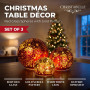 Christabelle 3 Red Glass Christmas LED Light Up Spheres Gold Pattern Table Decor Xmas Ornaments Battery Operated thumbnail 7