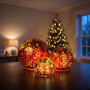 Christabelle 3 Red Glass Christmas LED Light Up Spheres Gold Pattern Table Decor Xmas Ornaments Battery Operated thumbnail 6