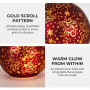 Christabelle 3 Red Glass Christmas LED Light Up Spheres Gold Pattern Table Decor Xmas Ornaments Battery Operated thumbnail 3