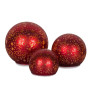 Christabelle 3 Red Glass Christmas LED Light Up Spheres Gold Pattern Table Decor Xmas Ornaments Battery Operated thumbnail 4