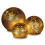 Christabelle 3 Silver Glass Christmas LED Light Up Spheres Gold Pattern Table Decor Xmas Ornaments Battery Operated thumbnail 1