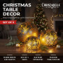 Christabelle 3 Silver Glass Christmas LED Light Up Spheres Gold Pattern Table Decor Xmas Ornaments Battery Operated thumbnail 8