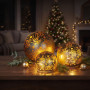 Christabelle 3 Silver Glass Christmas LED Light Up Spheres Gold Pattern Table Decor Xmas Ornaments Battery Operated thumbnail 7