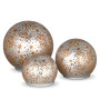 Christabelle 3 Silver Glass Christmas LED Light Up Spheres Gold Pattern Table Decor Xmas Ornaments Battery Operated thumbnail 4
