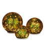 Christabelle 3 Green Glass Christmas LED Light Up Spheres Gold Pattern Table Decor Xmas Ornaments Battery Operated thumbnail 1