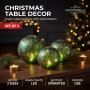Christabelle 3 Green Glass Christmas LED Light Up Spheres Gold Pattern Table Decor Xmas Ornaments Battery Operated thumbnail 8