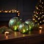 Christabelle 3 Green Glass Christmas LED Light Up Spheres Gold Pattern Table Decor Xmas Ornaments Battery Operated thumbnail 6