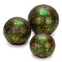 Christabelle 3 Green Glass Christmas LED Light Up Spheres Gold Pattern Table Decor Xmas Ornaments Battery Operated thumbnail 4