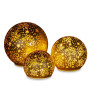 Christabelle 3 Gold Glass Christmas LED Light Up Spheres Patterned Table Decor Xmas Ornaments Battery Operated thumbnail 1