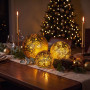 Christabelle 3 Gold Glass Christmas LED Light Up Spheres Patterned Table Decor Xmas Ornaments Battery Operated thumbnail 7