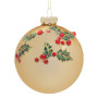 Christabelle Box of 6 Gold Glass Baubles with Holly Pattern and Jewels thumbnail 1