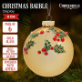Christabelle Box of 6 Gold Glass Baubles with Holly Pattern and Jewels thumbnail 2