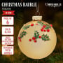 Christabelle Box of 6 Gold Glass Baubles with Holly Pattern and Jewels thumbnail 6
