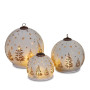 Christabelle 3 White Glass Christmas LED Light Up Spheres Gold Forest Table Decor Xmas Ornaments Battery Operated thumbnail 1